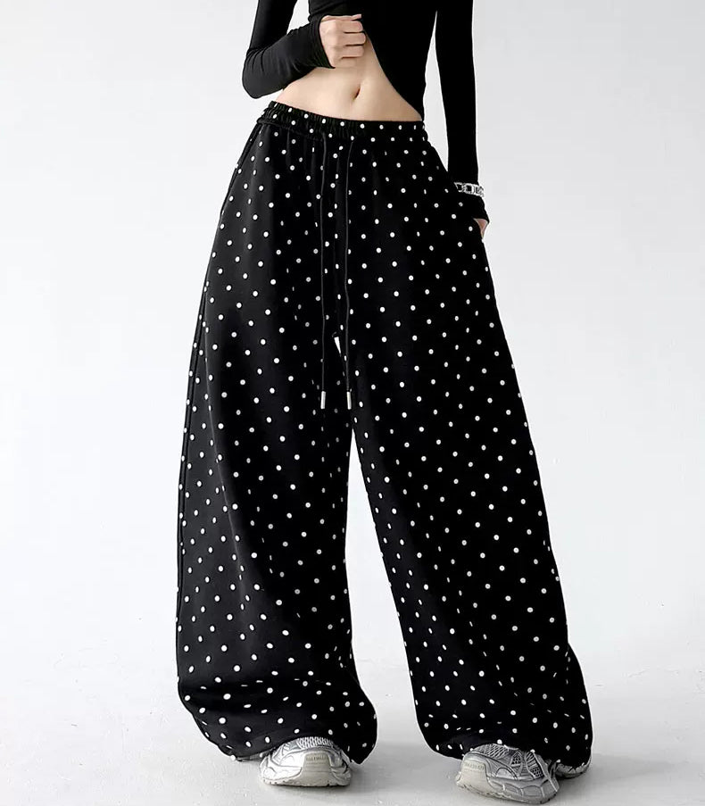 Black wide leg pants, front alt view