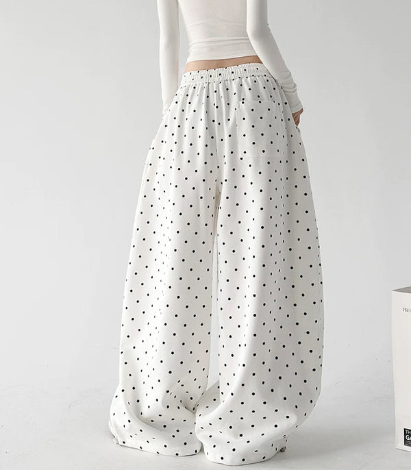 White wide leg pants, back view