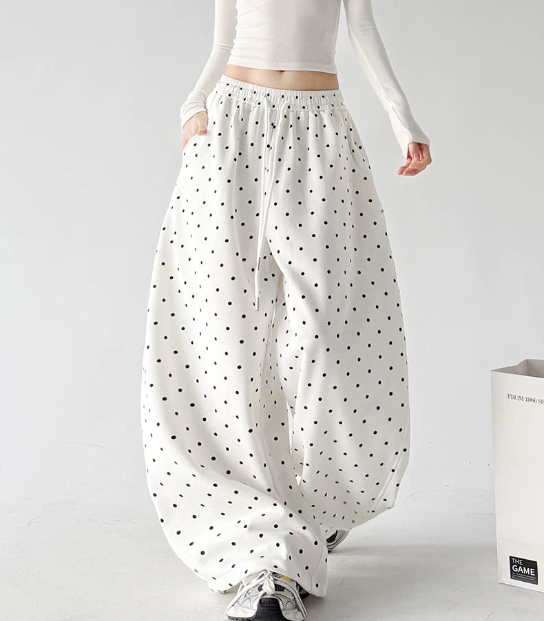White wide leg pants, front view