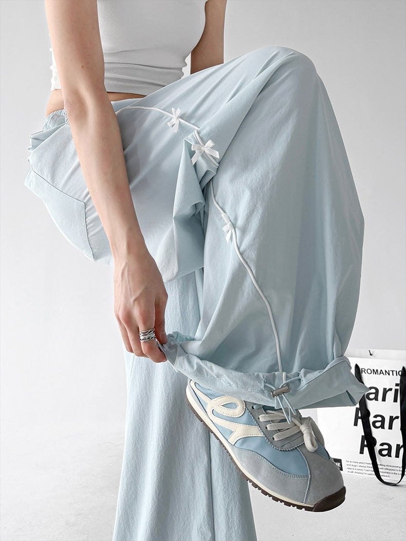 Women's cargo wide-leg pants in light blue, product view 6 — CT66188