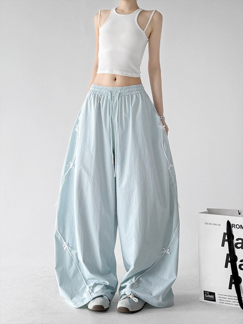 Women's cargo wide-leg pants in light blue, product view 8 — CT66188