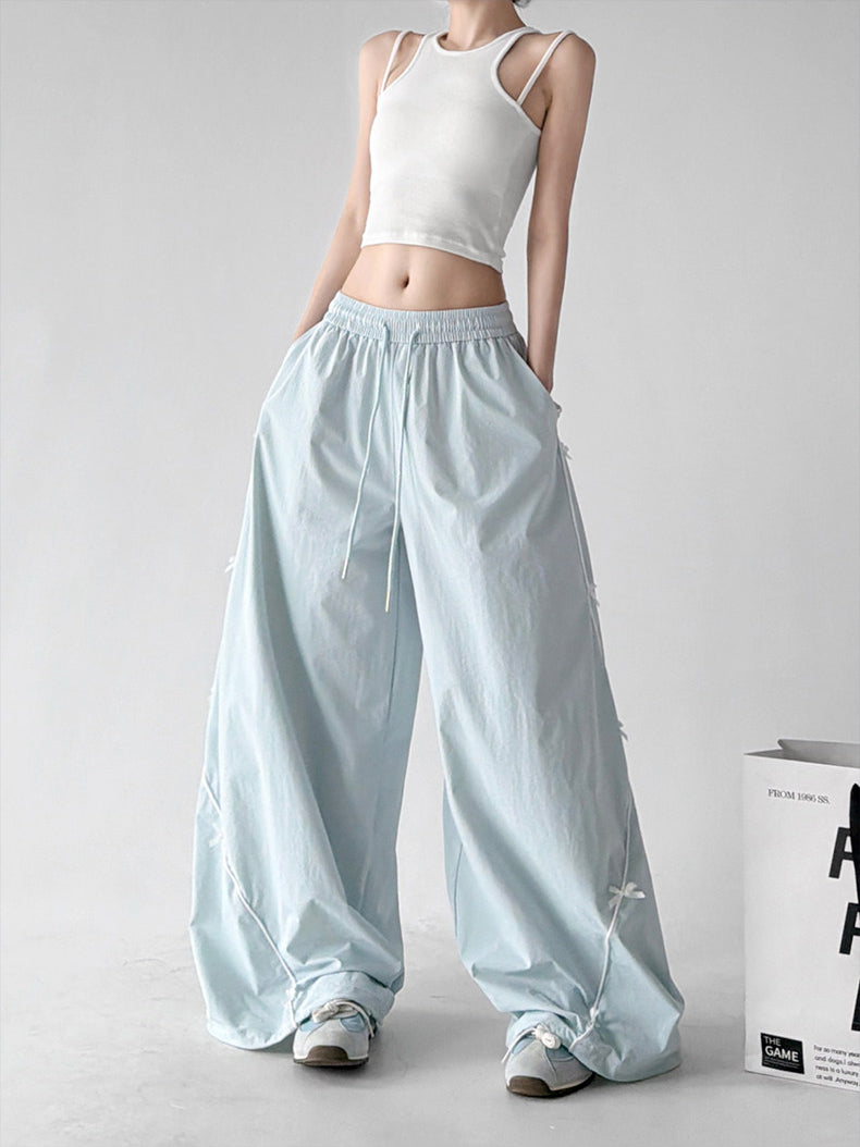 Women's cargo wide-leg pants in light blue, product view 9 — CT66188