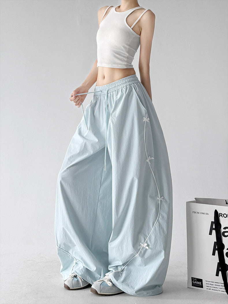 Women's cargo wide-leg pants in light blue, product view 10 — CT66188