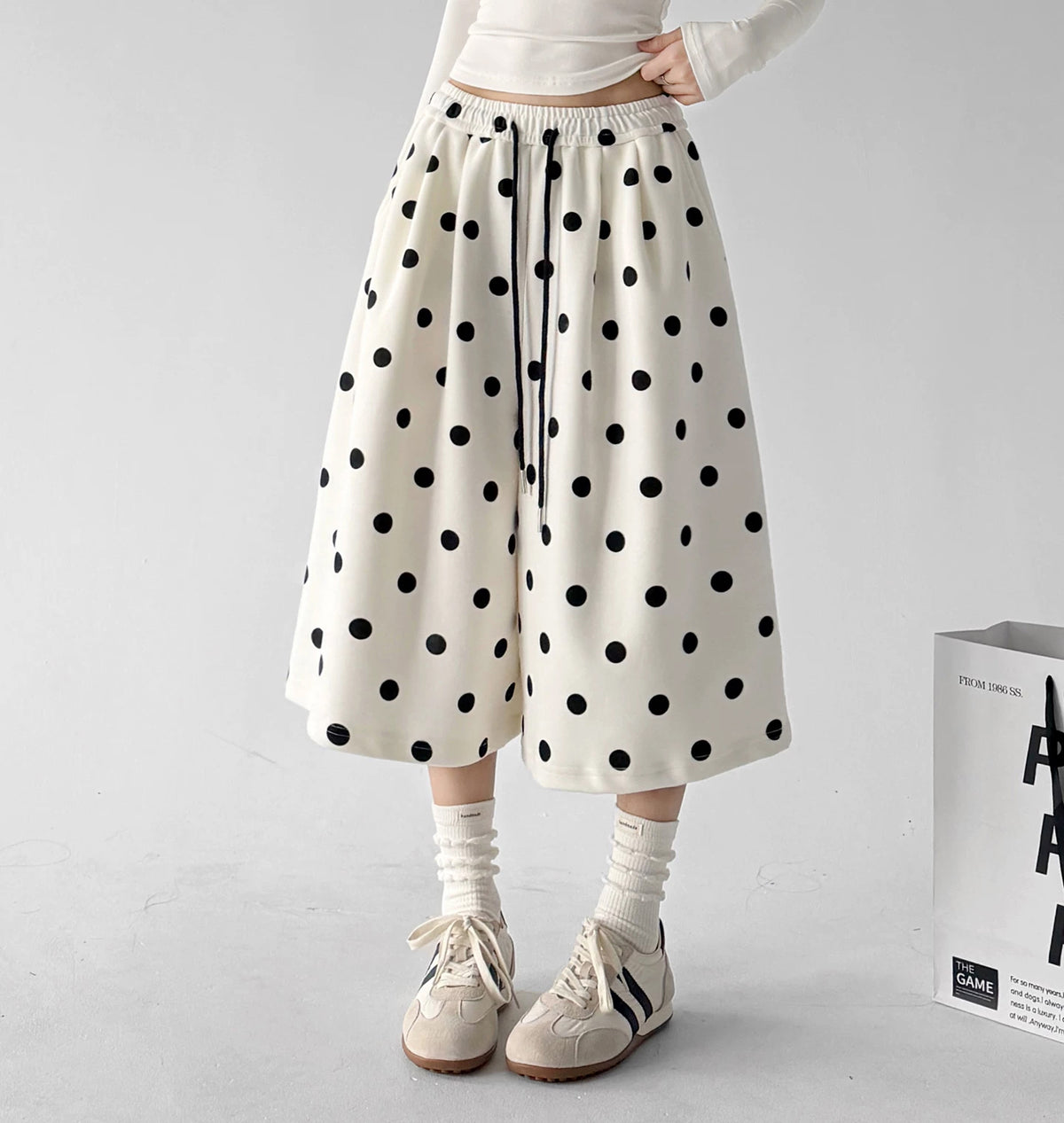 Apricot polka-dot culottes front - CT66201