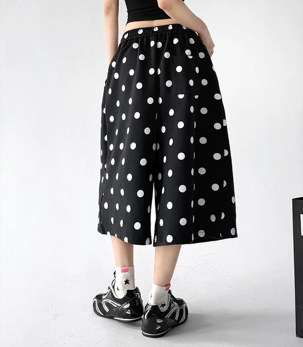 Black polka-dot culottes back - CT66201
