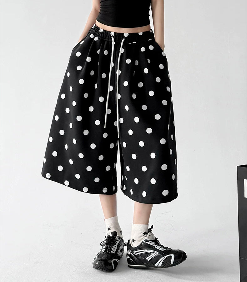 Black polka-dot culottes front - CT66201