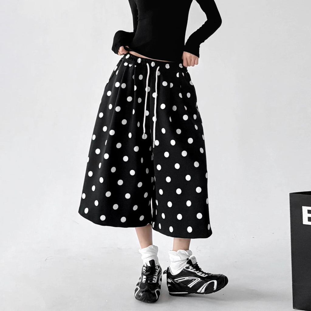 Black polka-dot culottes long sleeve styling - CT66201