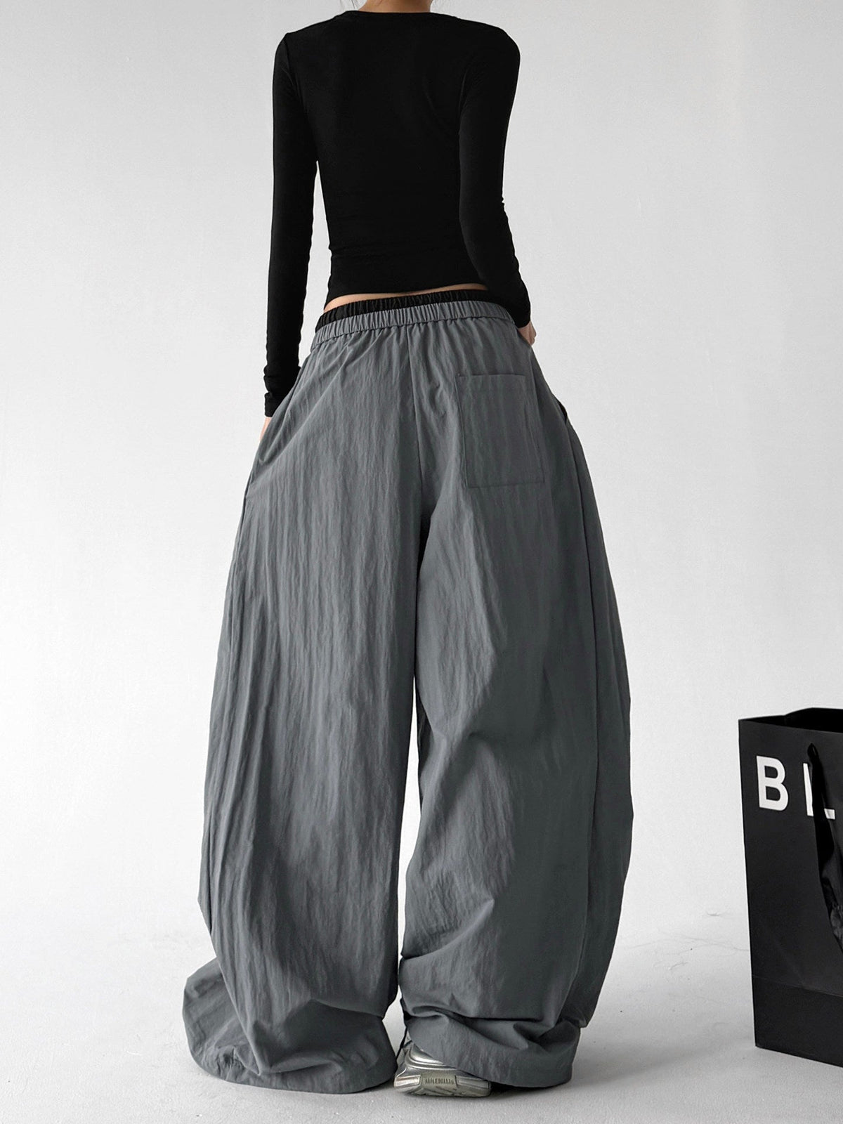 Utility-Pocket Wide-Leg Pants - CT66204 - Gray product view 4