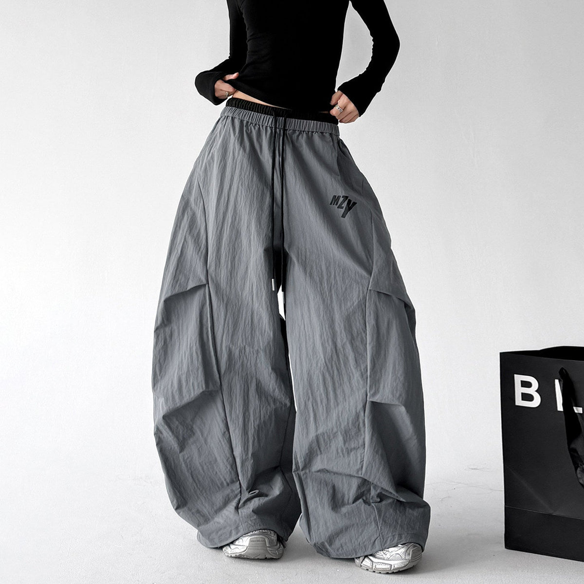 Utility-Pocket Wide-Leg Pants - CT66204 - Gray product view 6
