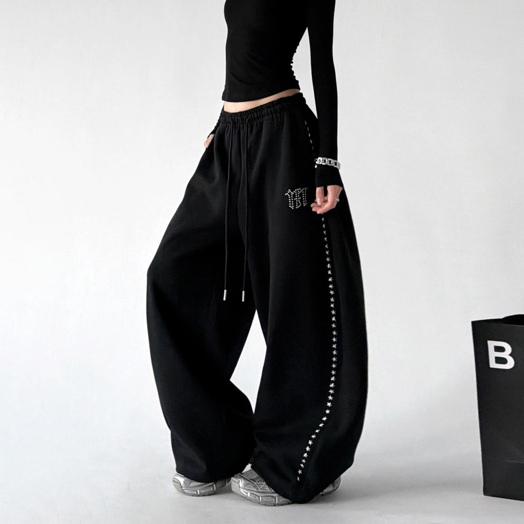 CT66211 wide leg sweatpants black color view 01
