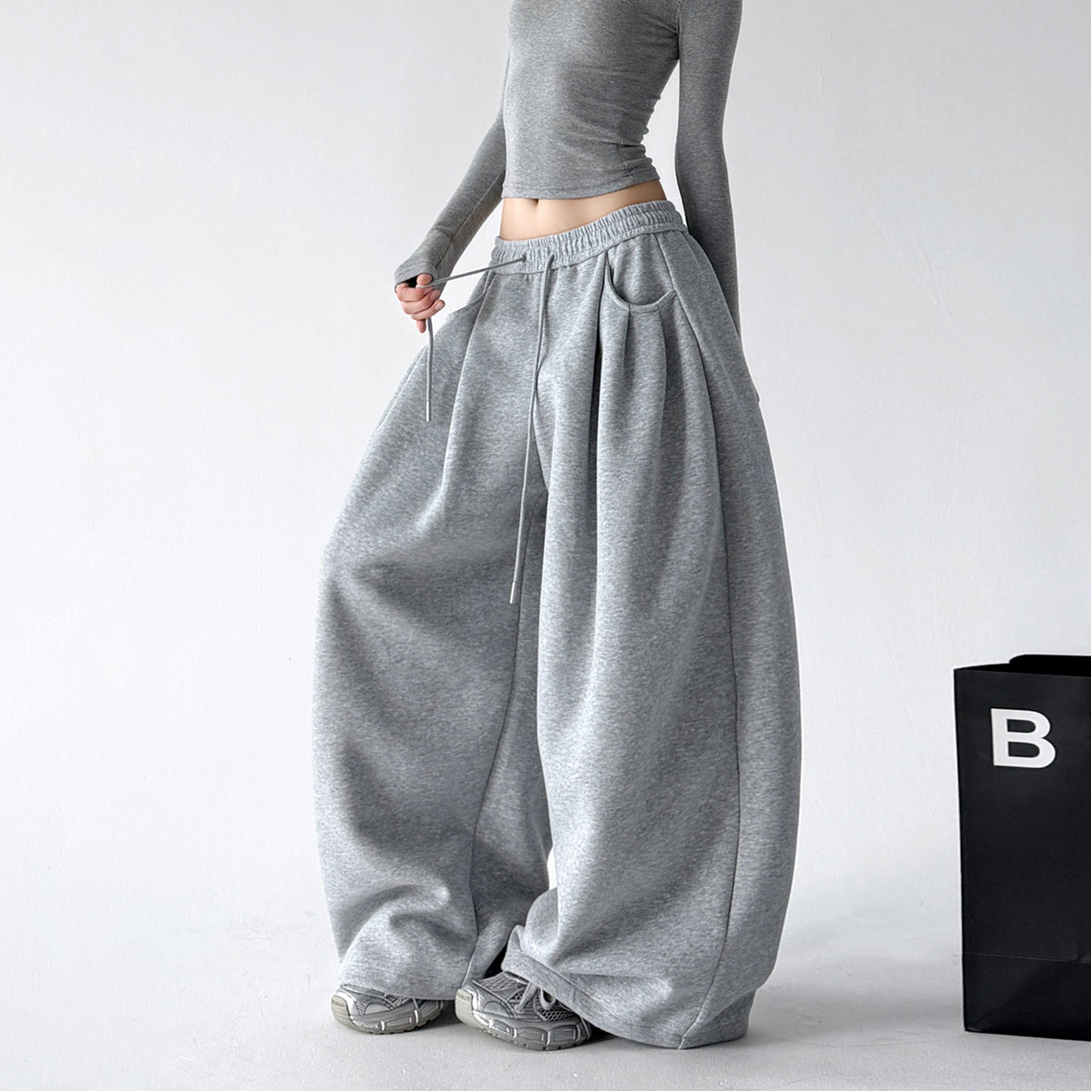 CT66218 wide leg sweatpants gray color view 01