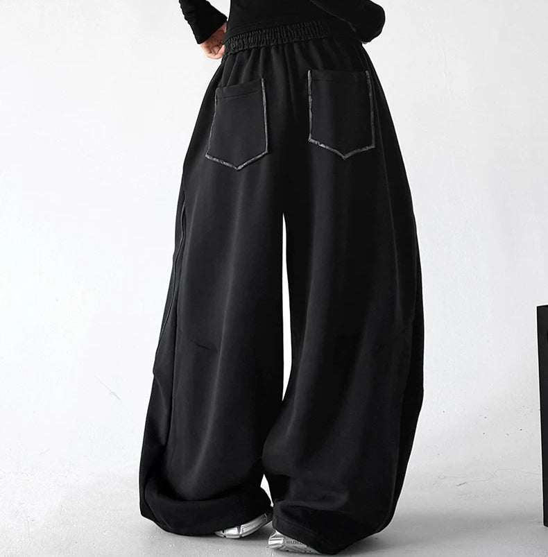 Curved-Seam Wide-Leg Sweatpants