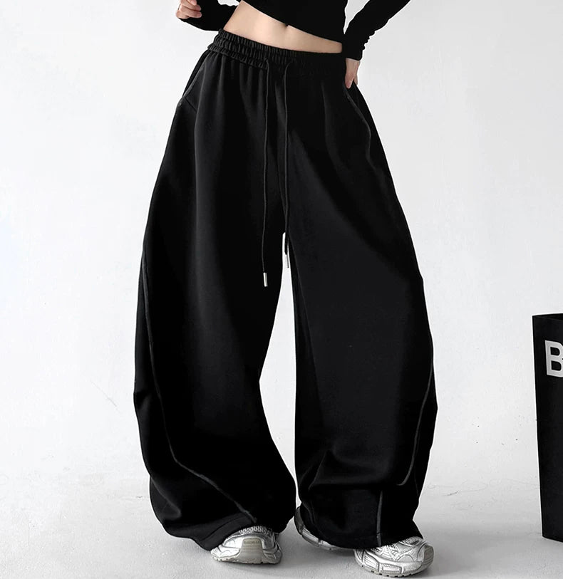 Curved-Seam Wide-Leg Sweatpants