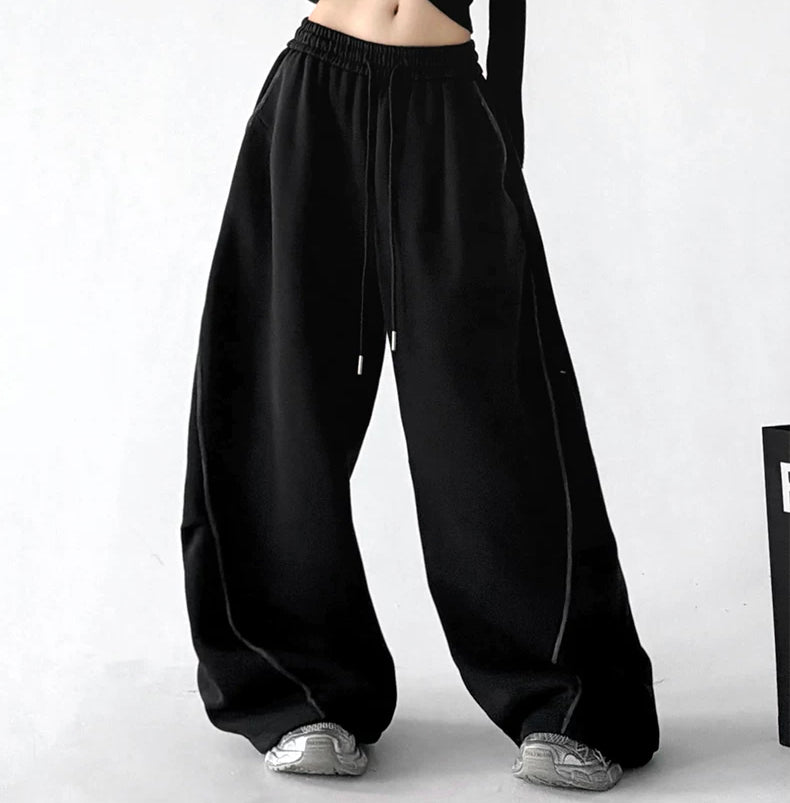 Curved-Seam Wide-Leg Sweatpants