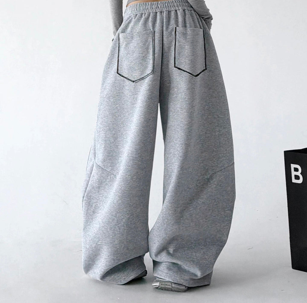 Curved-Seam Wide-Leg Sweatpants