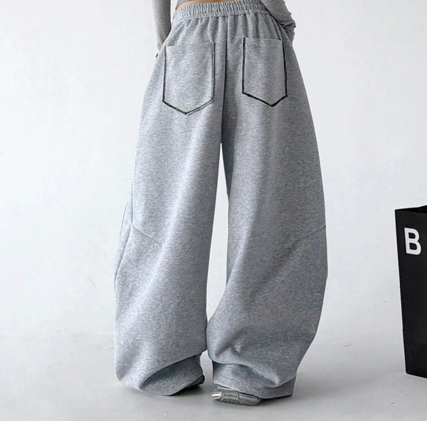 Curved-Seam Wide-Leg Sweatpants
