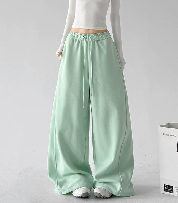 Mint Green drawstring wide-leg sweatpants front - CT66226