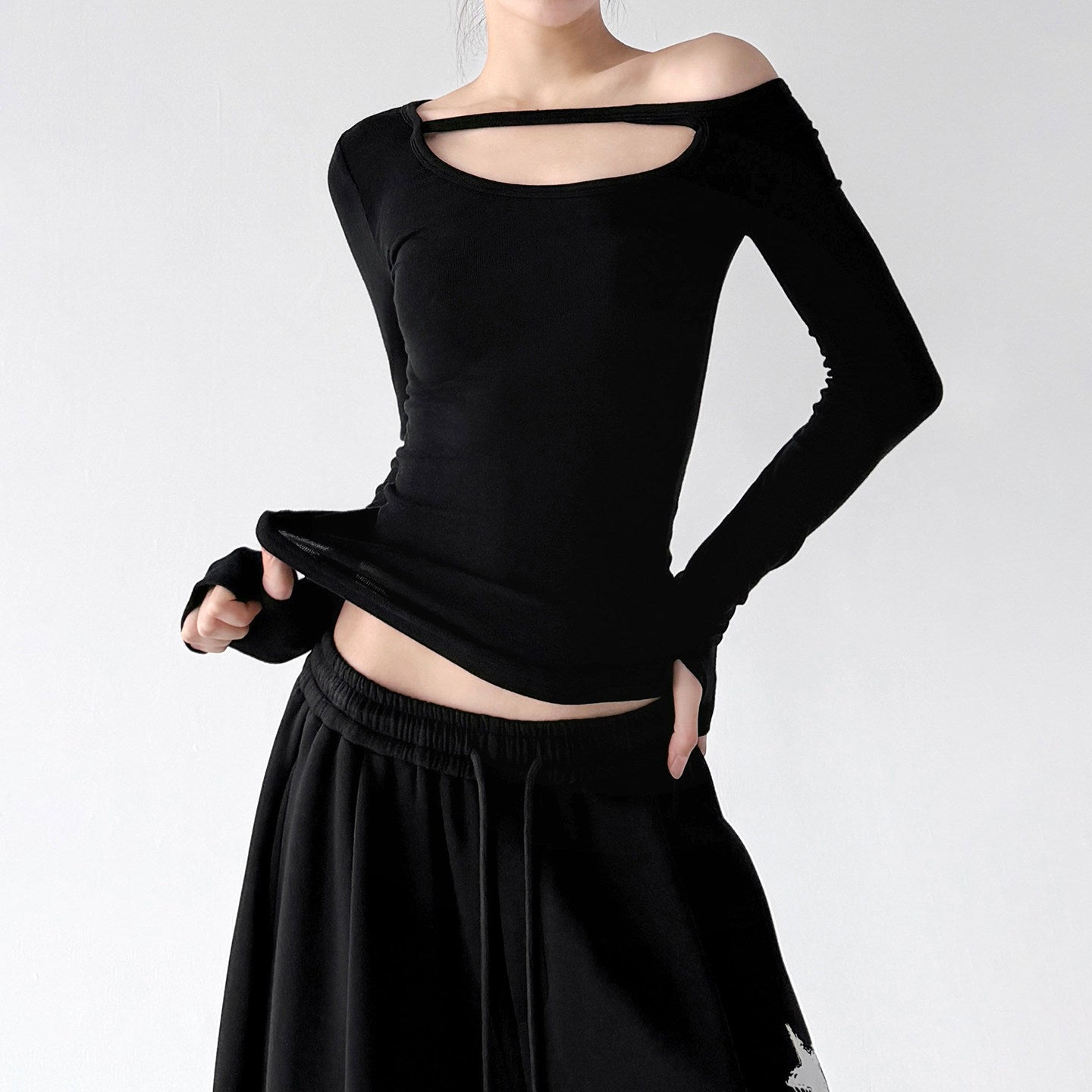 Asymmetric Cutout Long-Sleeve Top - CT66228 Secondary image