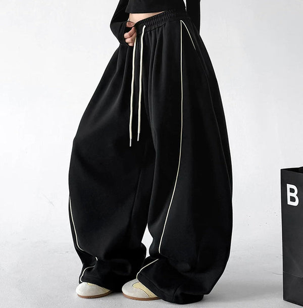 Wide-Leg-Sweathose mit Kontrastnähten
