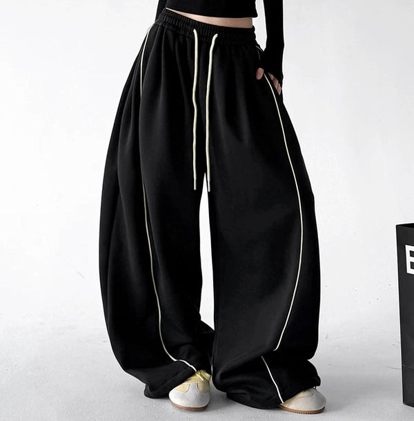 Wide-Leg-Sweathose mit Kontrastnähten