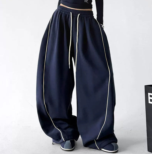 Wide-Leg-Sweathose mit Kontrastnähten