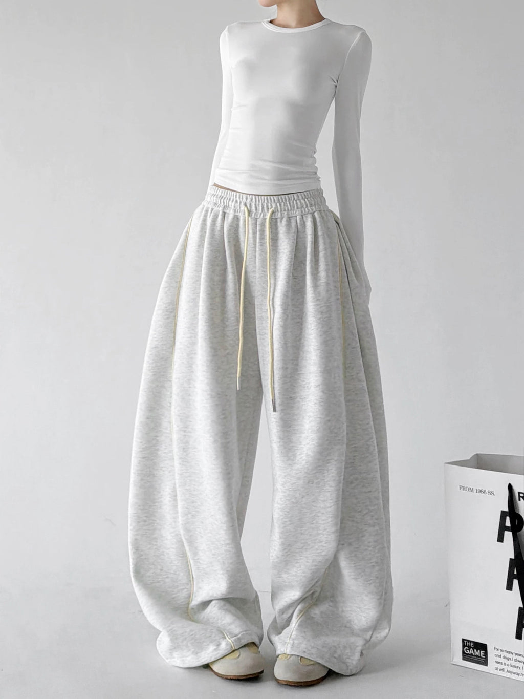 White Gray pants, front view