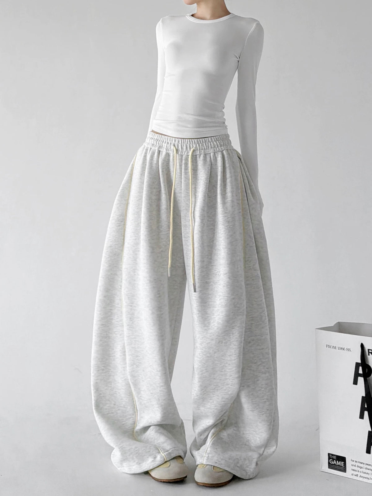 White Gray pants, front view