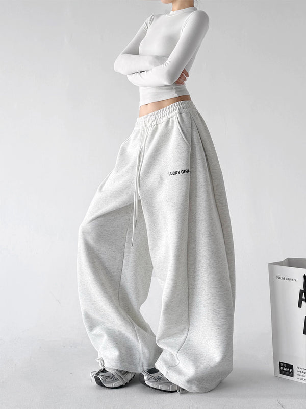 White Gray wide-leg pants, angled front view