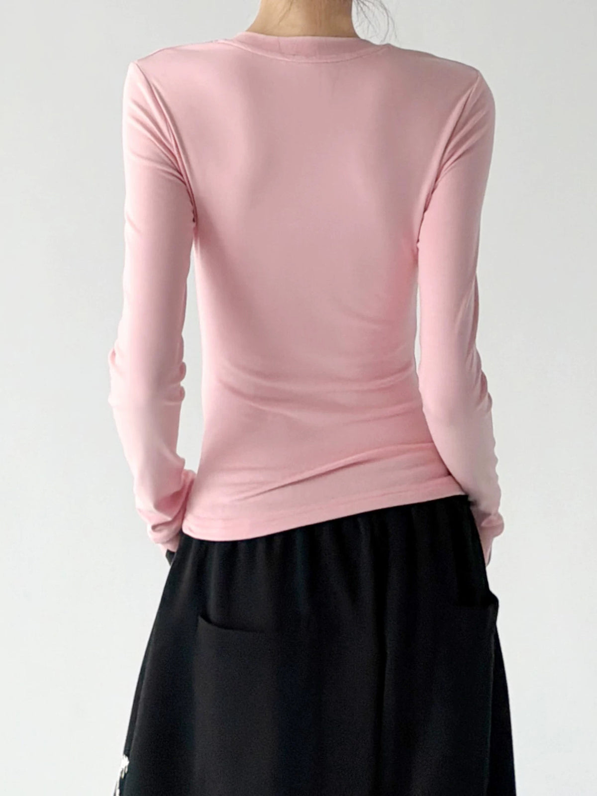 Pink printed long-sleeve top back - CT66260