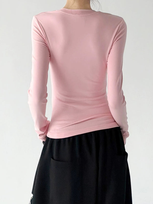 Pink printed long-sleeve top back - CT66260