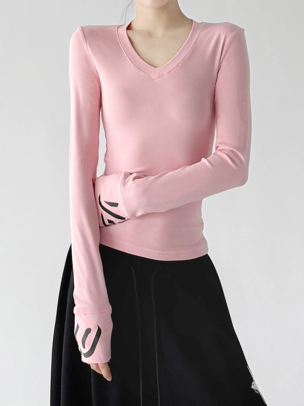 Pink printed long-sleeve top cuff view - CT66260