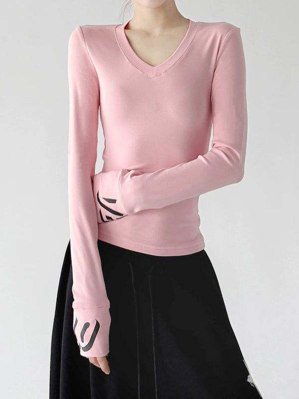 Pink printed long-sleeve top cuff view - CT66260