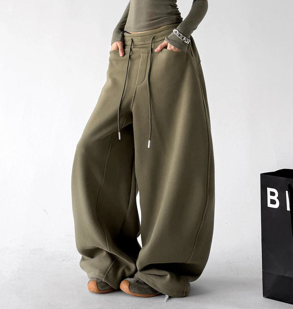 Wide-Leg-Sweathose mit Gürtelschlaufen