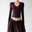 Berry Purple v neck crop top, front view