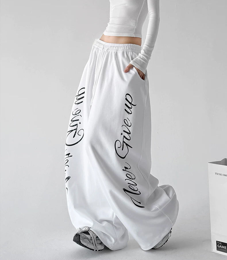 White wide leg pants, front step view