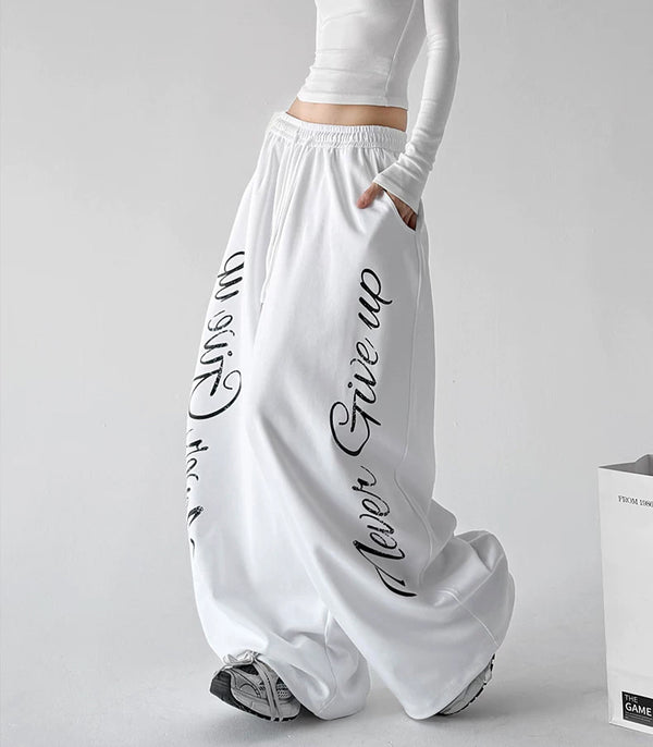 White wide leg pants, front step view