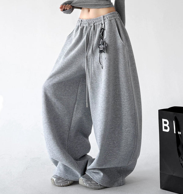 Gray wide-leg pants angled front - CT66269