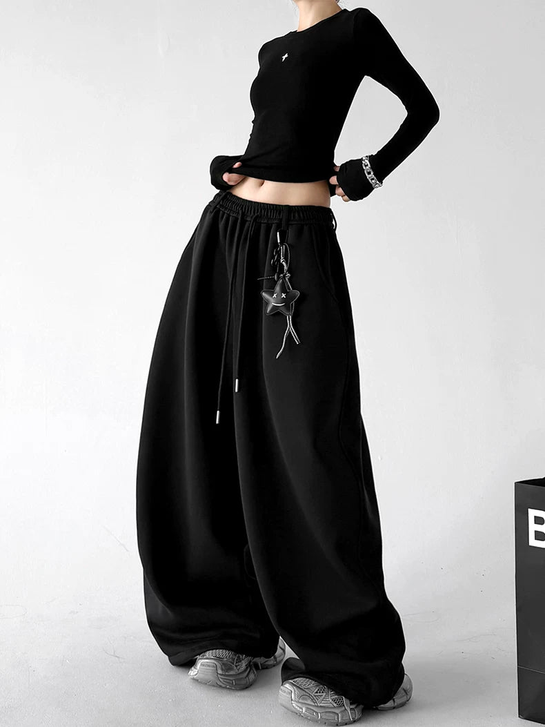 Black wide-leg pants front hands - CT66269