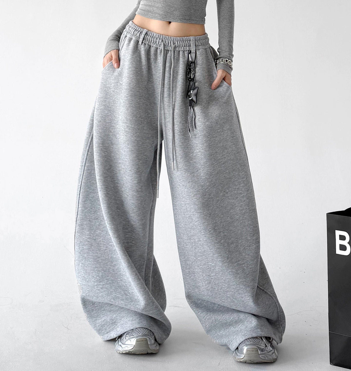 Gray wide-leg pants front alternate - CT66269