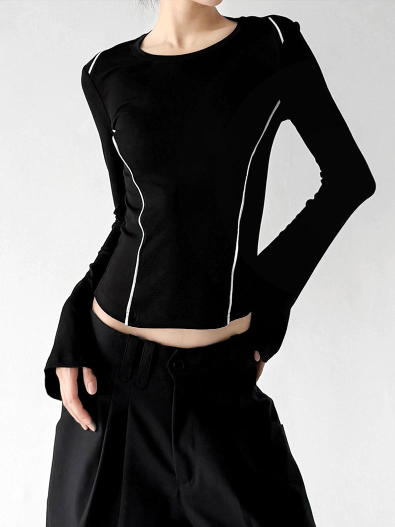 Black contrast-piping top front hands - CT66278 메인 이미지