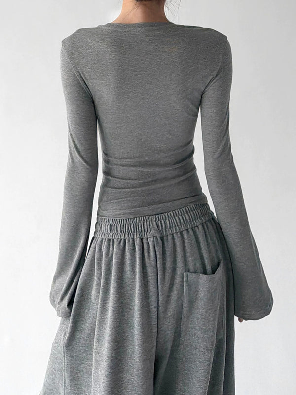 Gray contrast-piping top back - CT66278