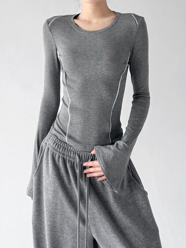Gray contrast-piping top front - CT66278