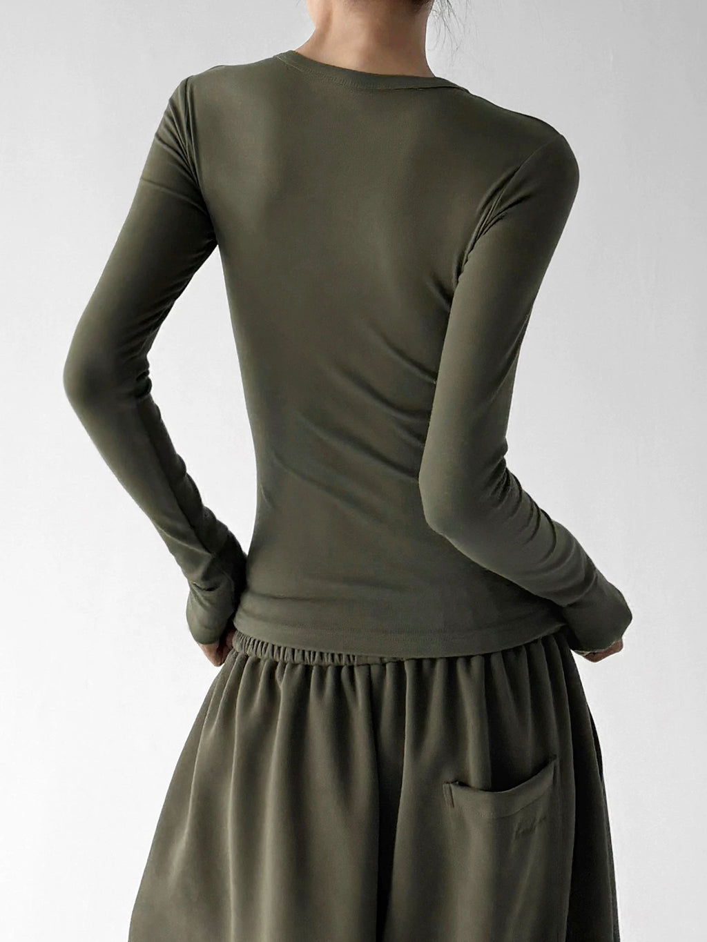 Light Army Green dog-print long-sleeve top back - CT66284