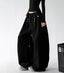 Black decorative-button wide-leg pants angled front - CT66292