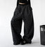 Black Gray striped wide-leg pants side - CT66298