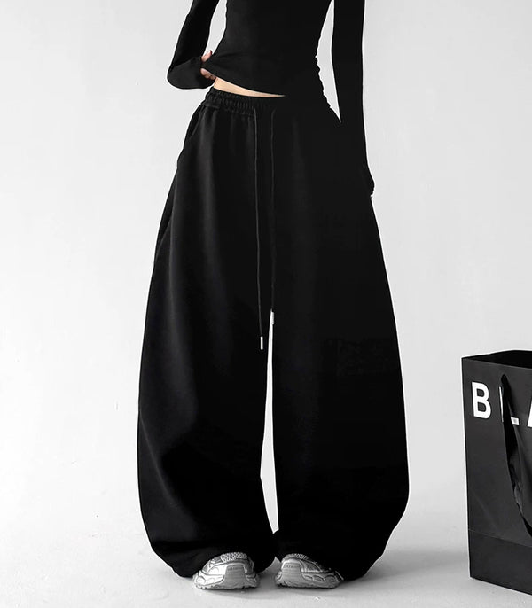 Black print-detail wide-leg pants front - CT66300