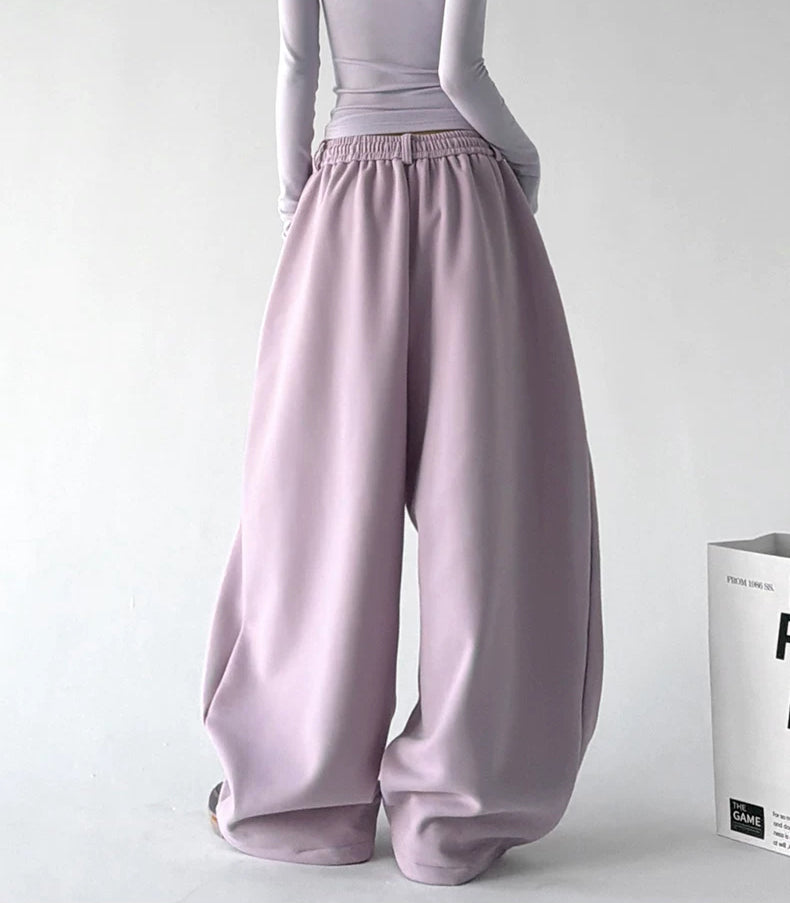 Pink Purple seamed wide-leg pants back - CT66305