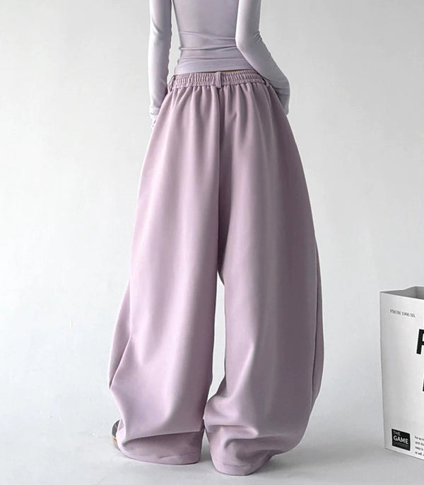 Pink Purple seamed wide-leg pants back - CT66305