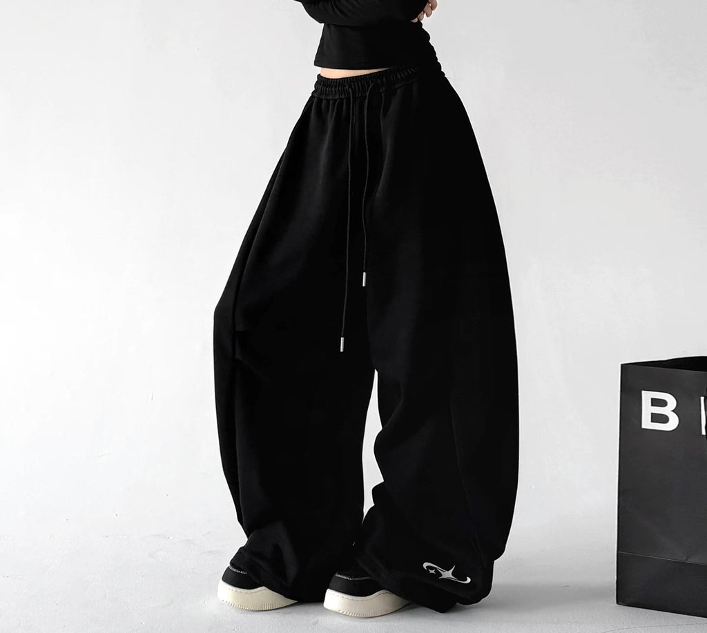 Black logo-detail wide-leg pants front crossed - CT66306