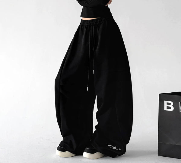Black logo-detail wide-leg pants front crossed - CT66306
